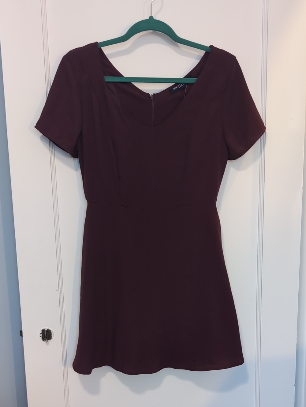 one clothing Burgundy Short Sleeve Mini Dress Y2K